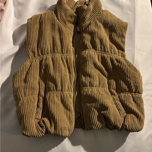 Corduroy Puffer Vest in Beige